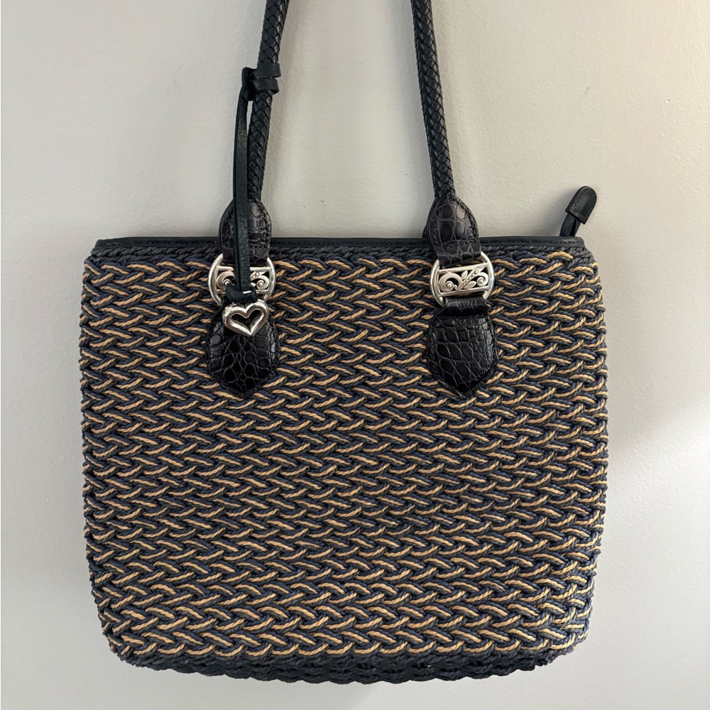 Brighton Black and Tan Woven Tote